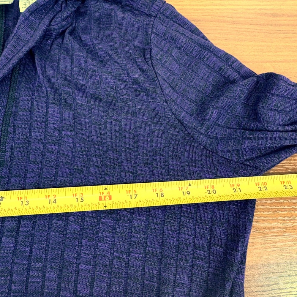 Zenergy Chicos Ribbed Knit Hooded Duster Cardigan Sweater Purple Size 2/US L - Picture 9 of 12